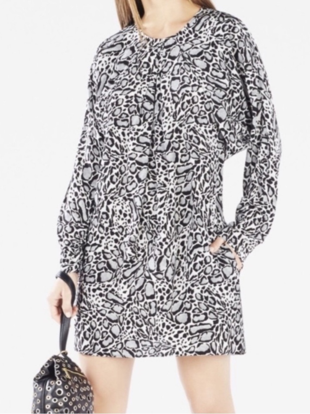 BCBG MaxAzria Ryleigh 100% Silk Ocelot Print Dress